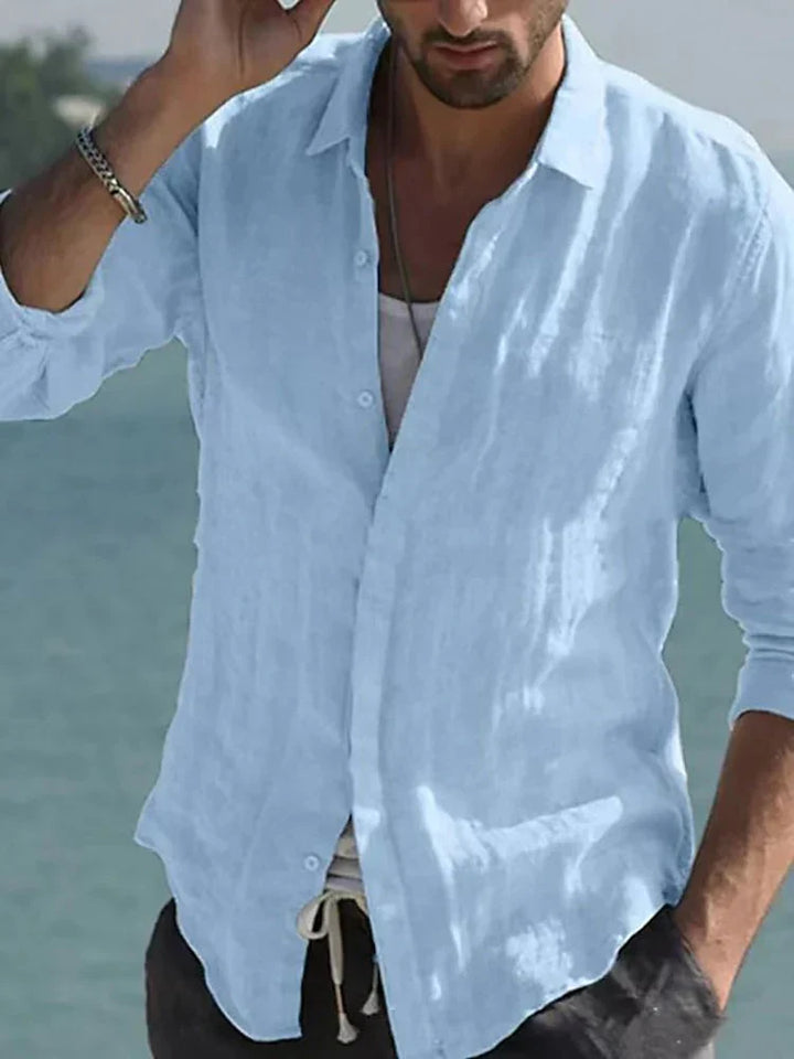 Camicia vintage in lino tinta unita