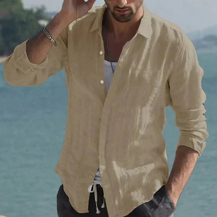 Camicia vintage in lino tinta unita
