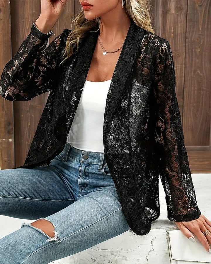 Elegante blazer con bordi in pizzo