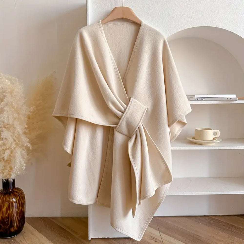 Lussuoso cappotto antivento con scialle per donna