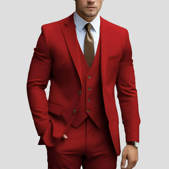 Abito da uomo elegante, 3 pezzi, beige, vestibilità slim