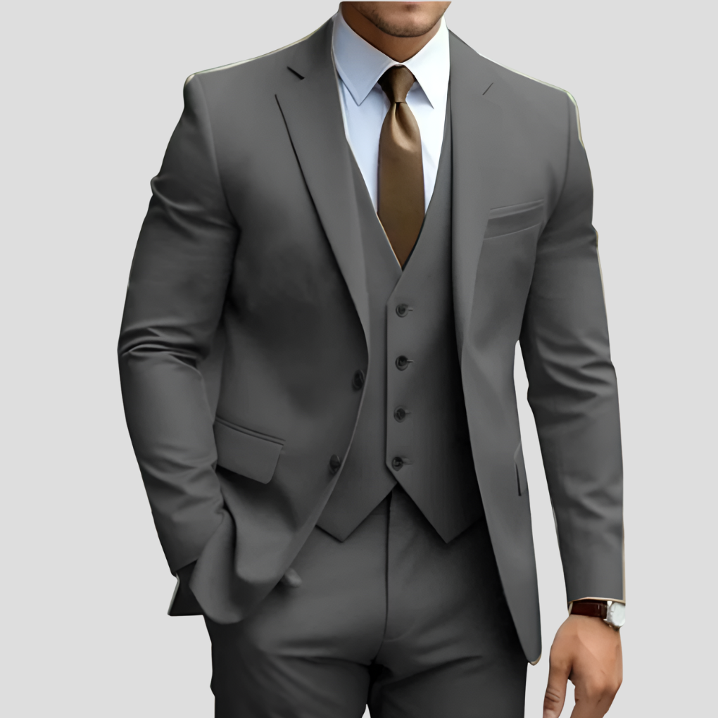 Abito da uomo elegante, 3 pezzi, beige, vestibilità slim