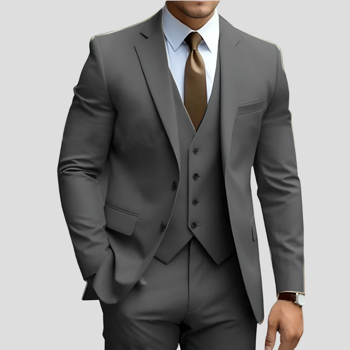 Abito da uomo elegante, 3 pezzi, beige, vestibilità slim
