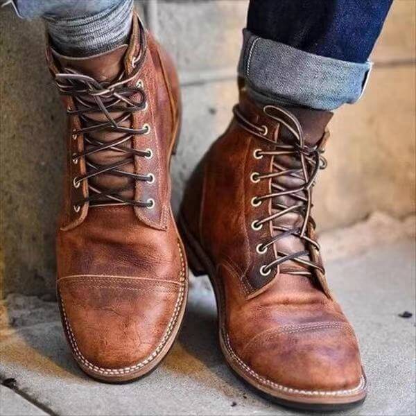 Stivale confortevole da uomo in pelle