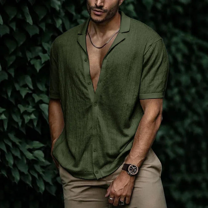 Camicia estiva da uomo in lino con chiusura a bottoni