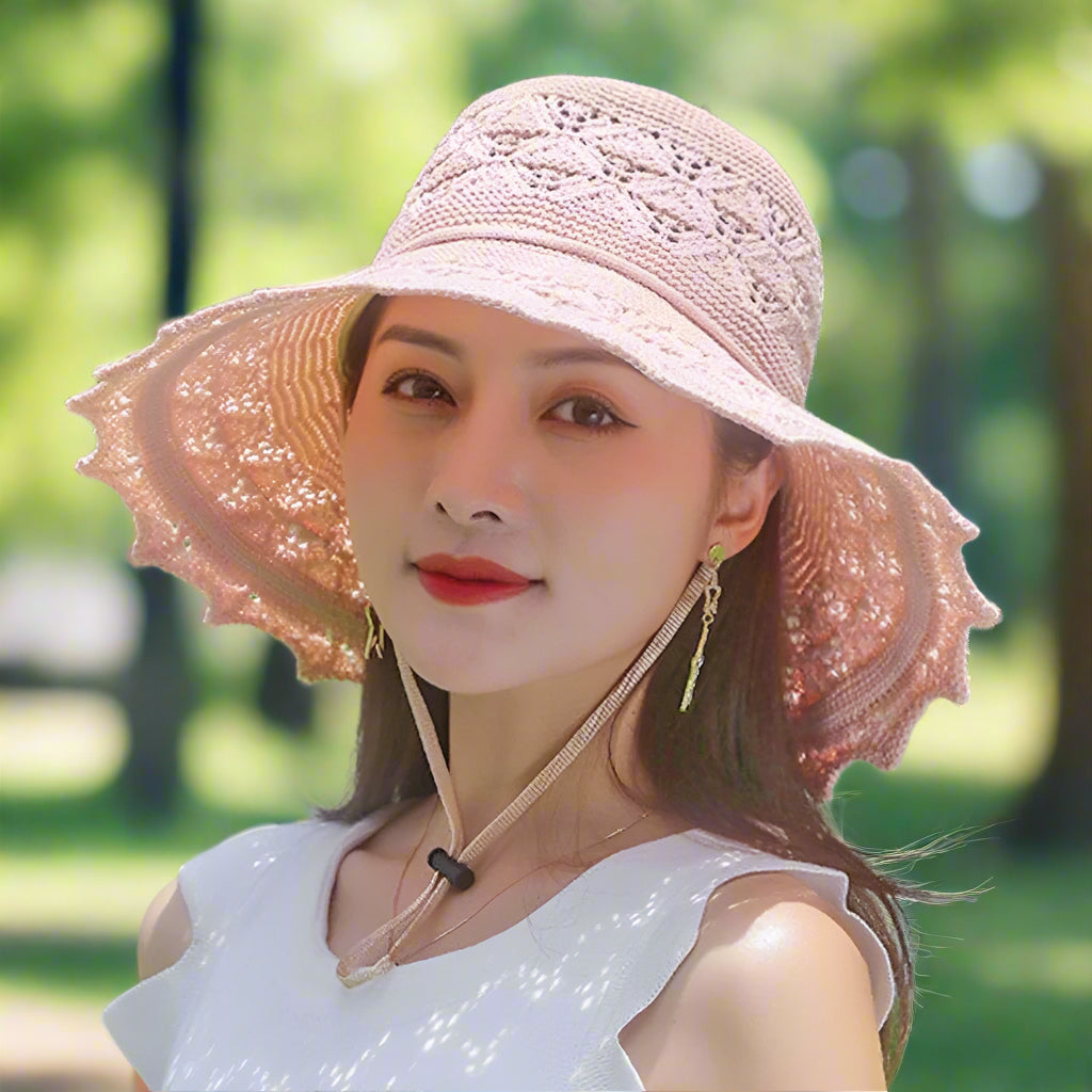 Elegante cappello da sole in pizzo per donna