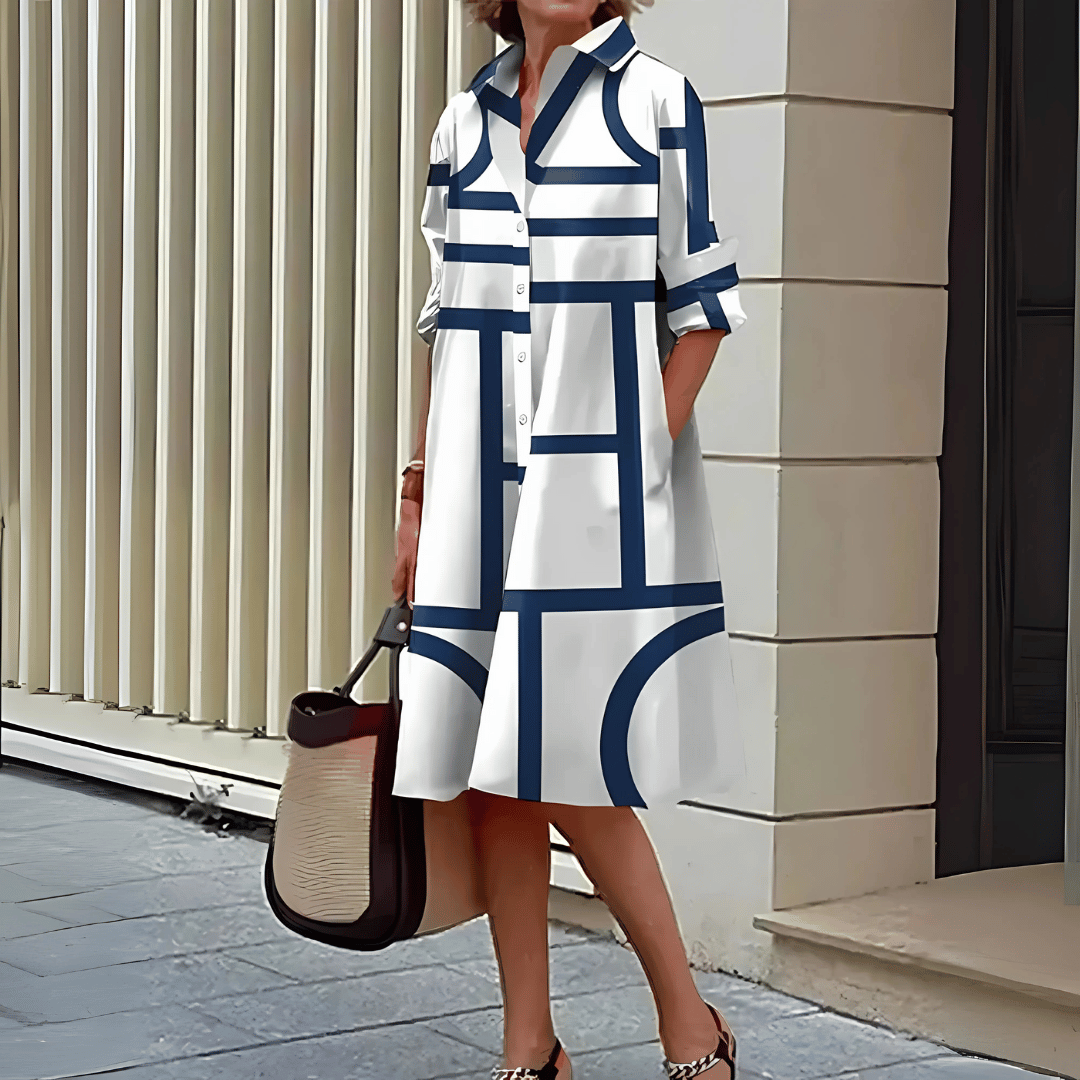 Abito camicia con stampa geometrica da donna