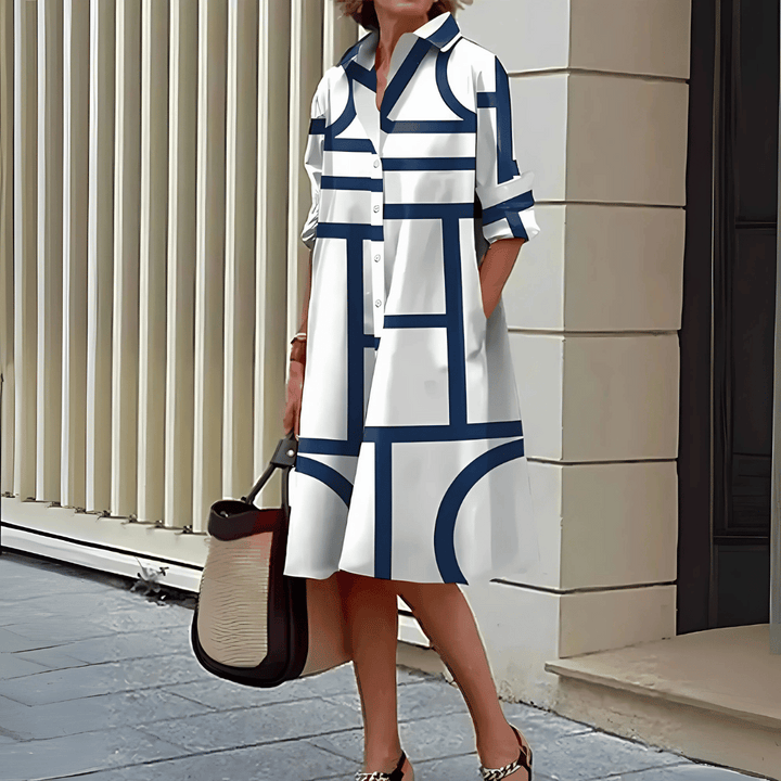 Abito camicia con stampa geometrica da donna