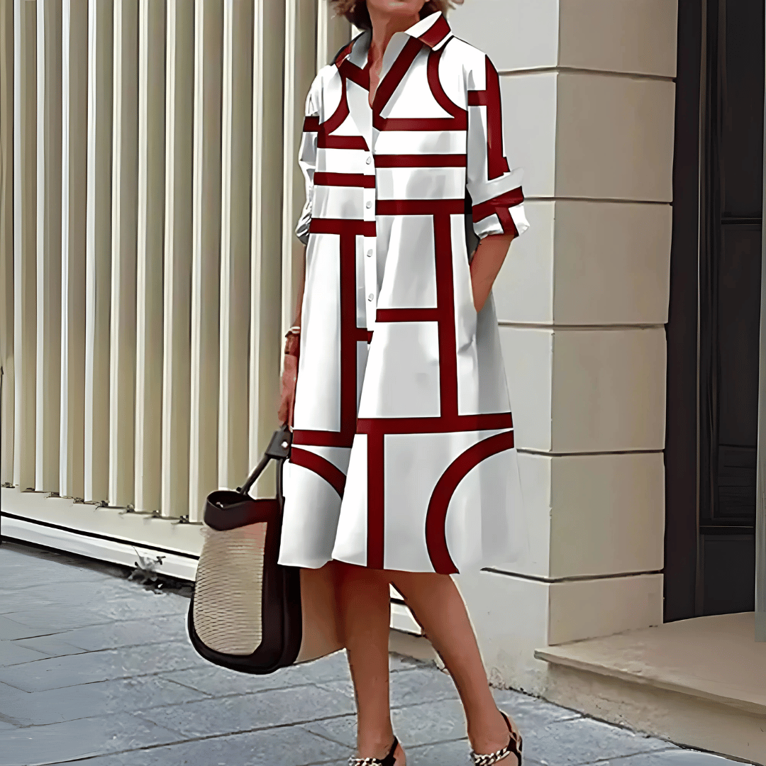 Abito camicia con stampa geometrica da donna