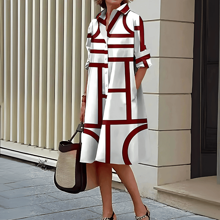 Abito camicia con stampa geometrica da donna