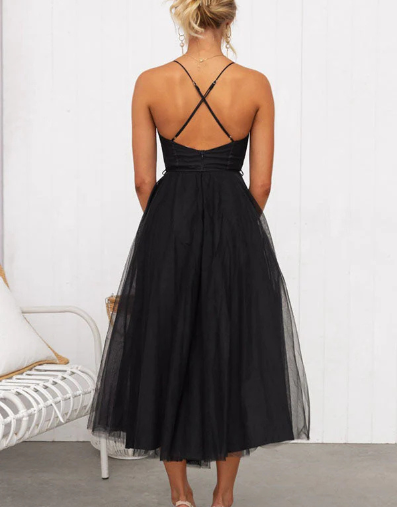 Abito lungo leggero senza maniche da donna con scollo a V