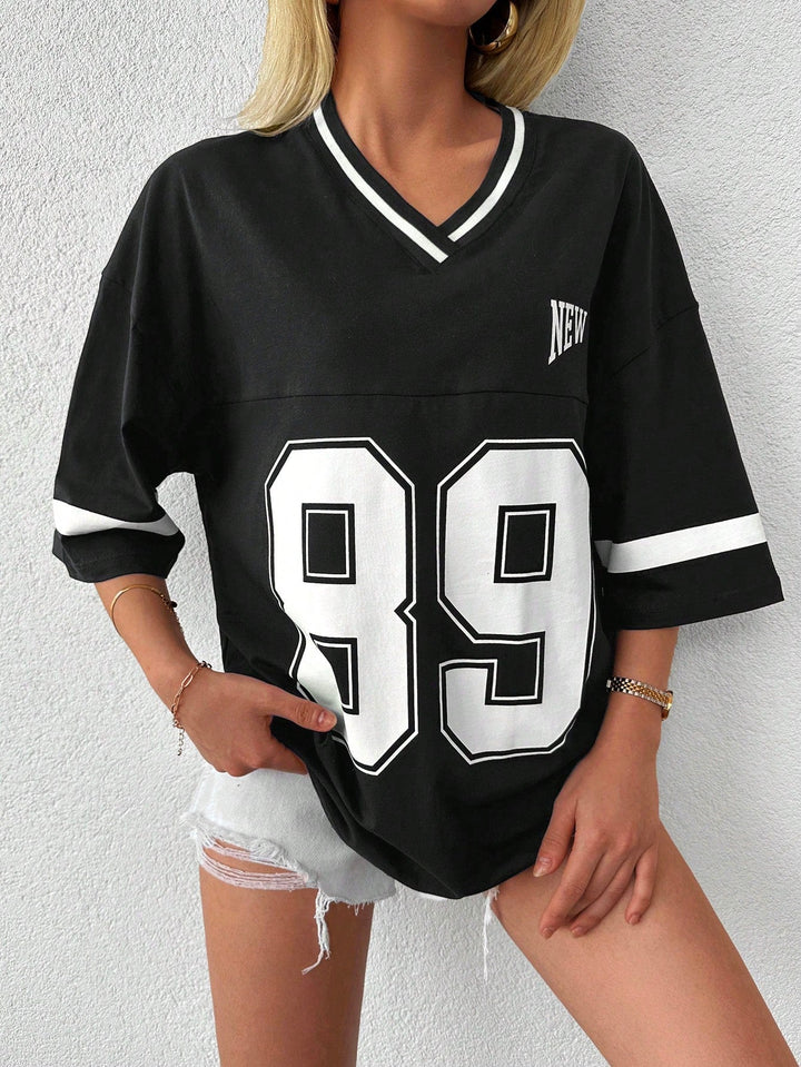 Camicia da baseball/calcio casual oversize per donna