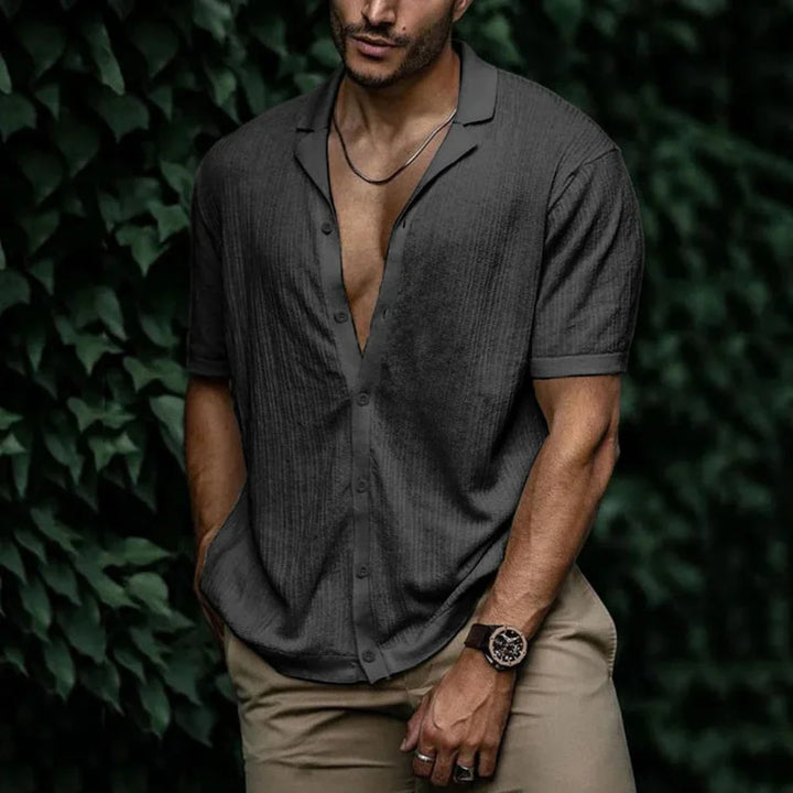 Camicia estiva da uomo in lino con chiusura a bottoni