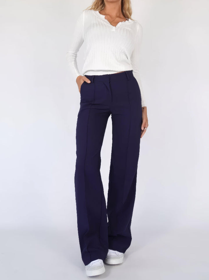 Pantaloni a gamba larga a vita alta da donna