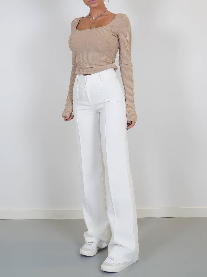 Pantaloni a gamba larga a vita alta da donna