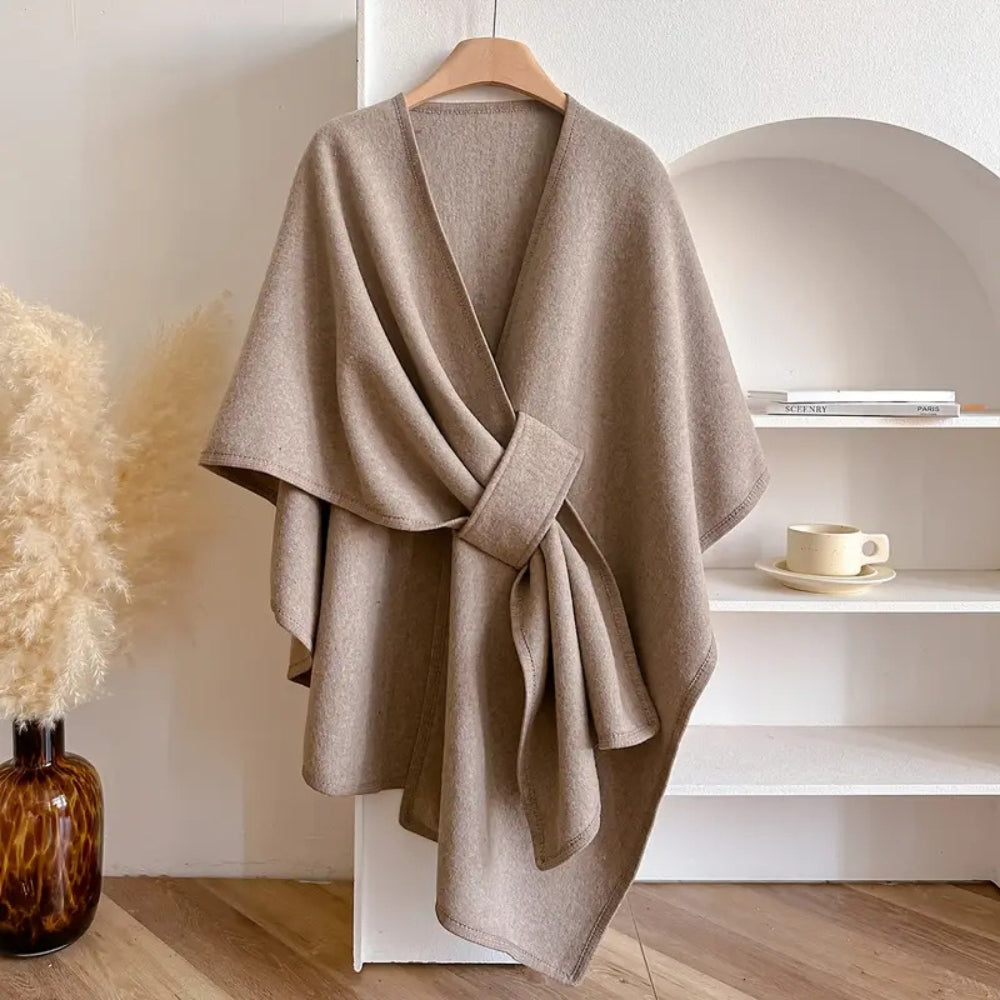 Lussuoso cappotto antivento con scialle per donna