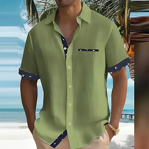 Camicia estiva a maniche corte da uomo, traspirante ed elegante