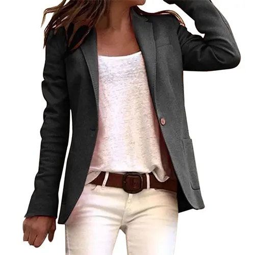 Blazer da lavoro casual da donna a maniche lunghe