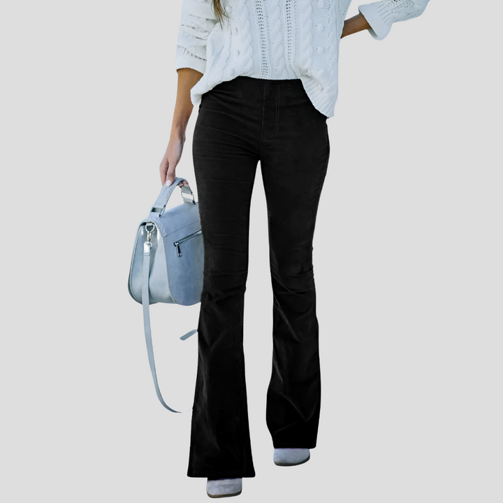 Pantaloni di velluto a coste vintage a vita alta da donna