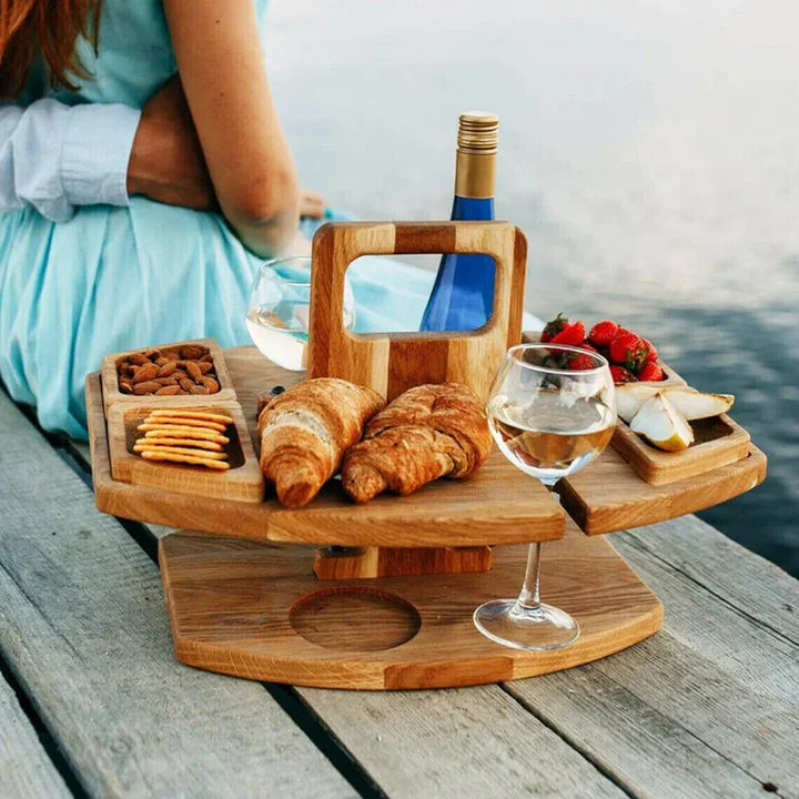 Tavolo da vino portatile in legno per picnic