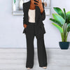 Completo pantalone da donna con pantaloni a gamba larga