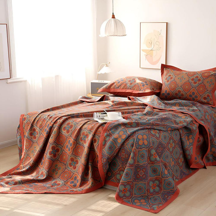 Copriletto reversibile in cotone con ricamo Blossom