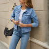 Giacca classica in denim con bottoni da donna