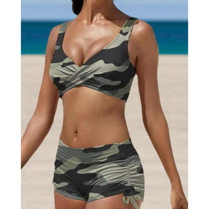 Costume da bagno donna a due pezzi stampato e regolabile