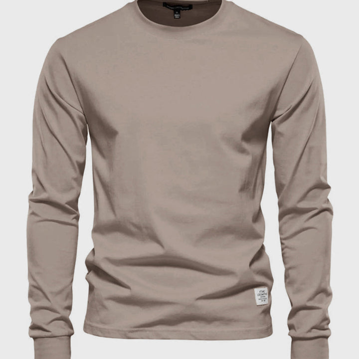 Camicia da uomo in cotone a maniche lunghe con scollo tondo