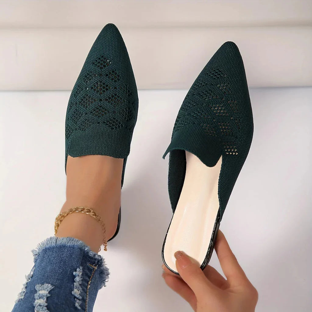 Mules piatte in maglia da donna
