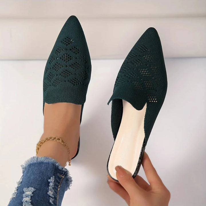 Mules piatte in maglia da donna