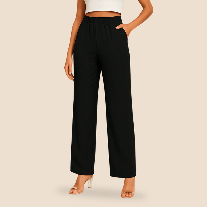 Pantaloni dritti da donna con elastico in vita