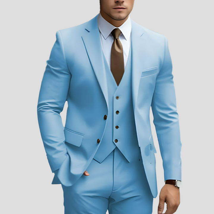 Abito da uomo elegante, 3 pezzi, beige, vestibilità slim