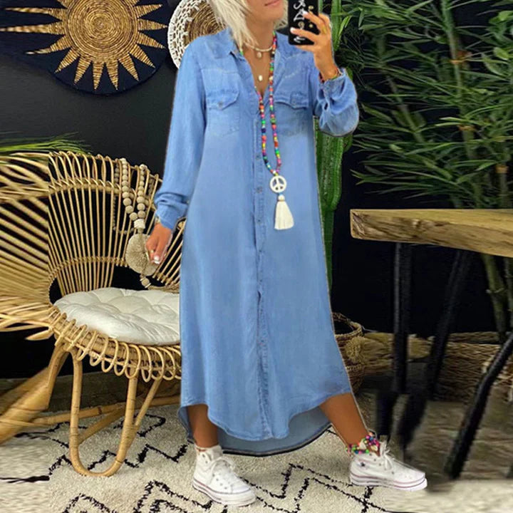 Abito in denim a maniche lunghe