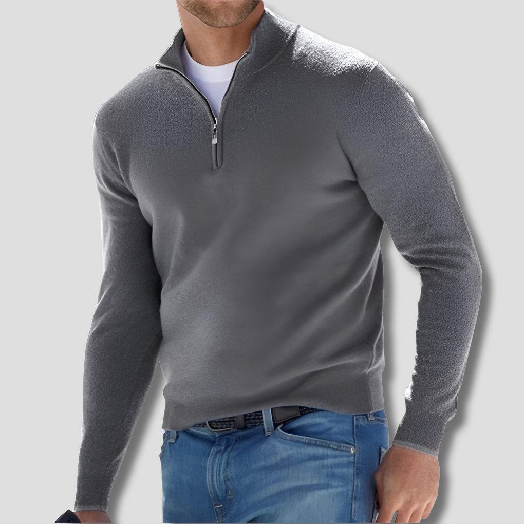 Maglione da uomo in maglia di cotone con collo con cerniera