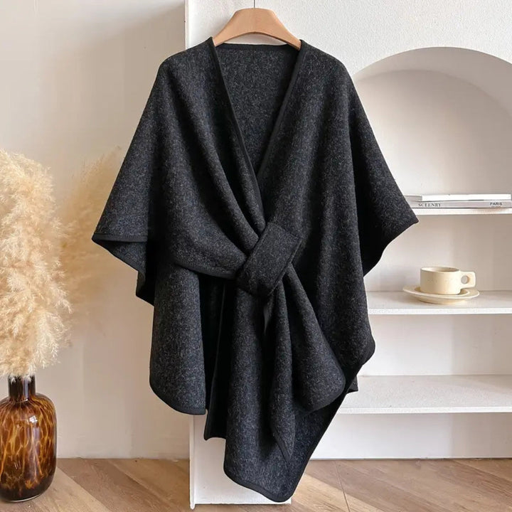 Lussuoso cappotto antivento con scialle per donna