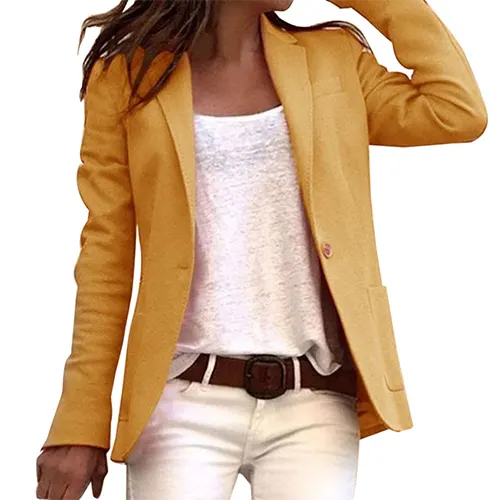 Blazer da lavoro casual da donna a maniche lunghe
