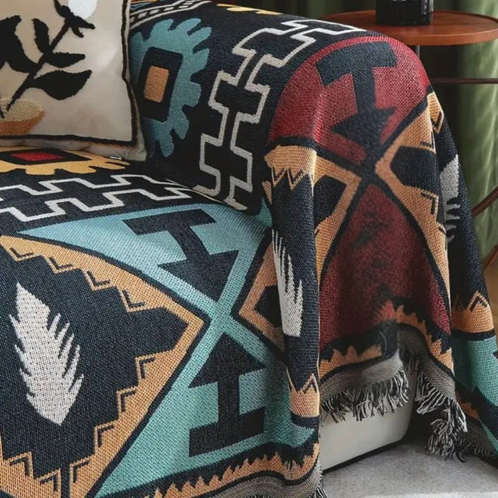 Copridivano con motivo geometrico azteco Boho