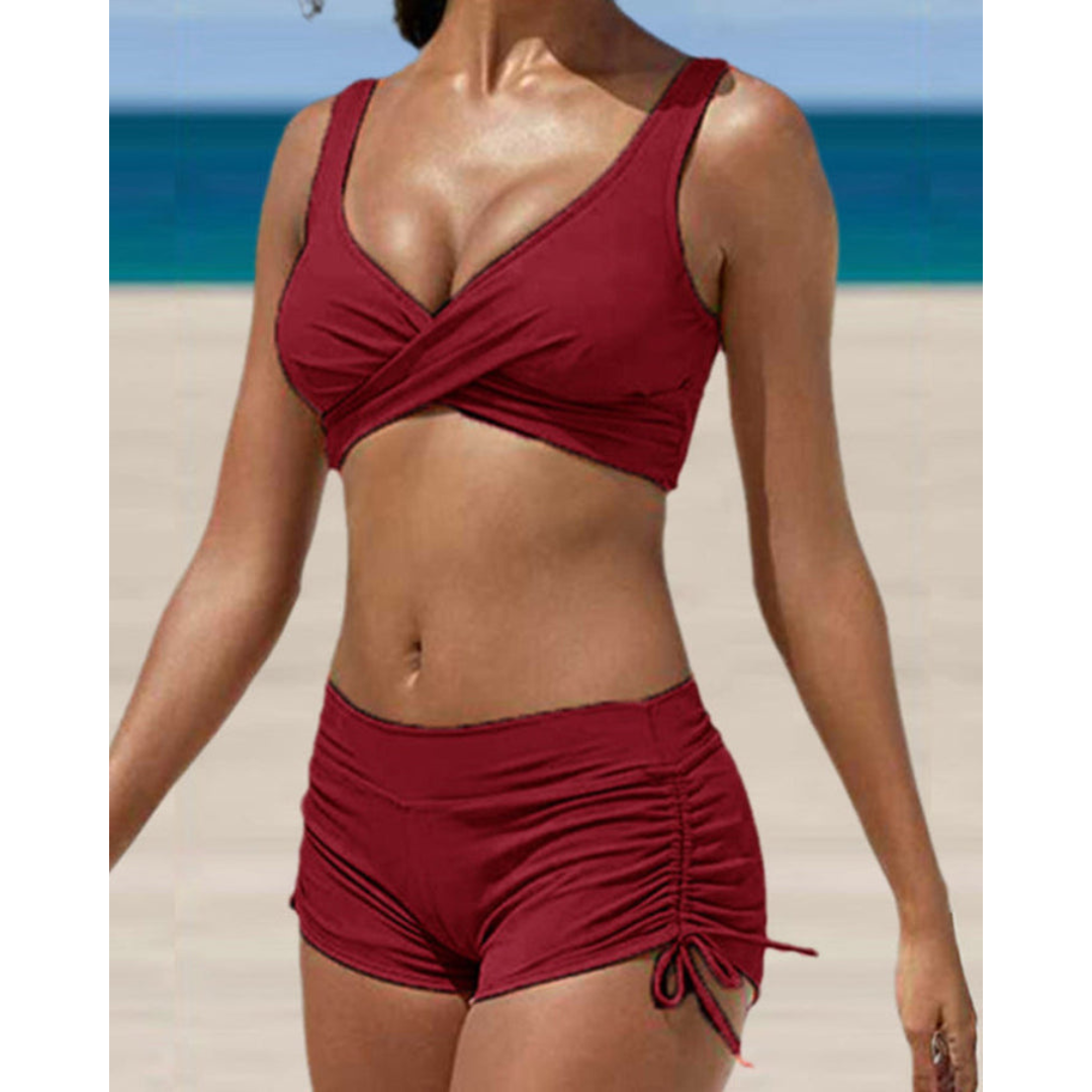 Costume da bagno donna a due pezzi stampato e regolabile