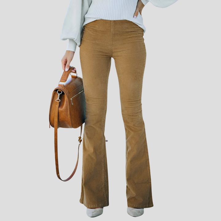 Pantaloni di velluto a coste vintage a vita alta da donna