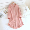 Camicia da notte leggera in garza di cotone a righe da donna