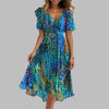 Elegante abito midi con balze floreali da donna