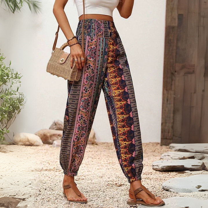 Pantaloni harem larghi con stampa elefante bohémien (pre-vendita)