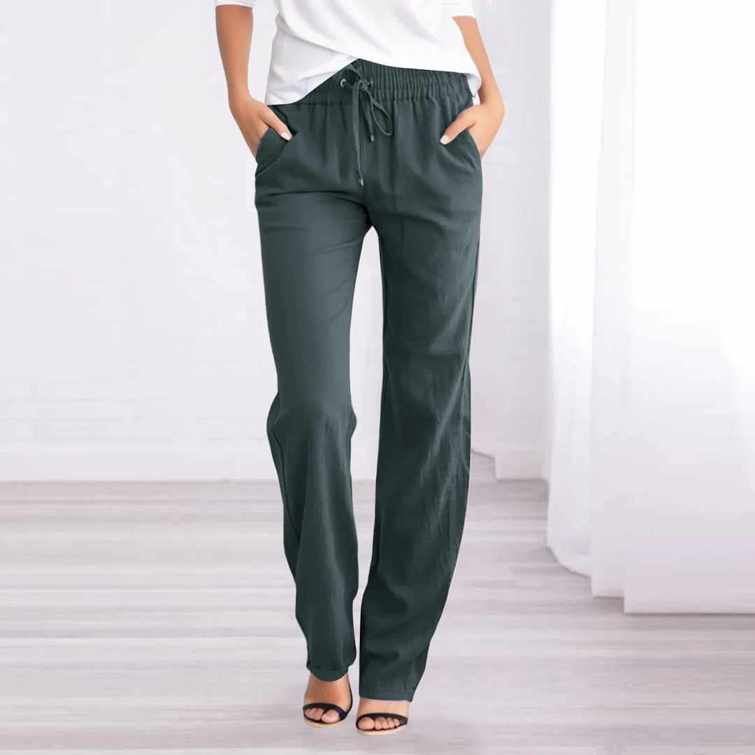 Pantaloni leggeri in cotone e lino da donna