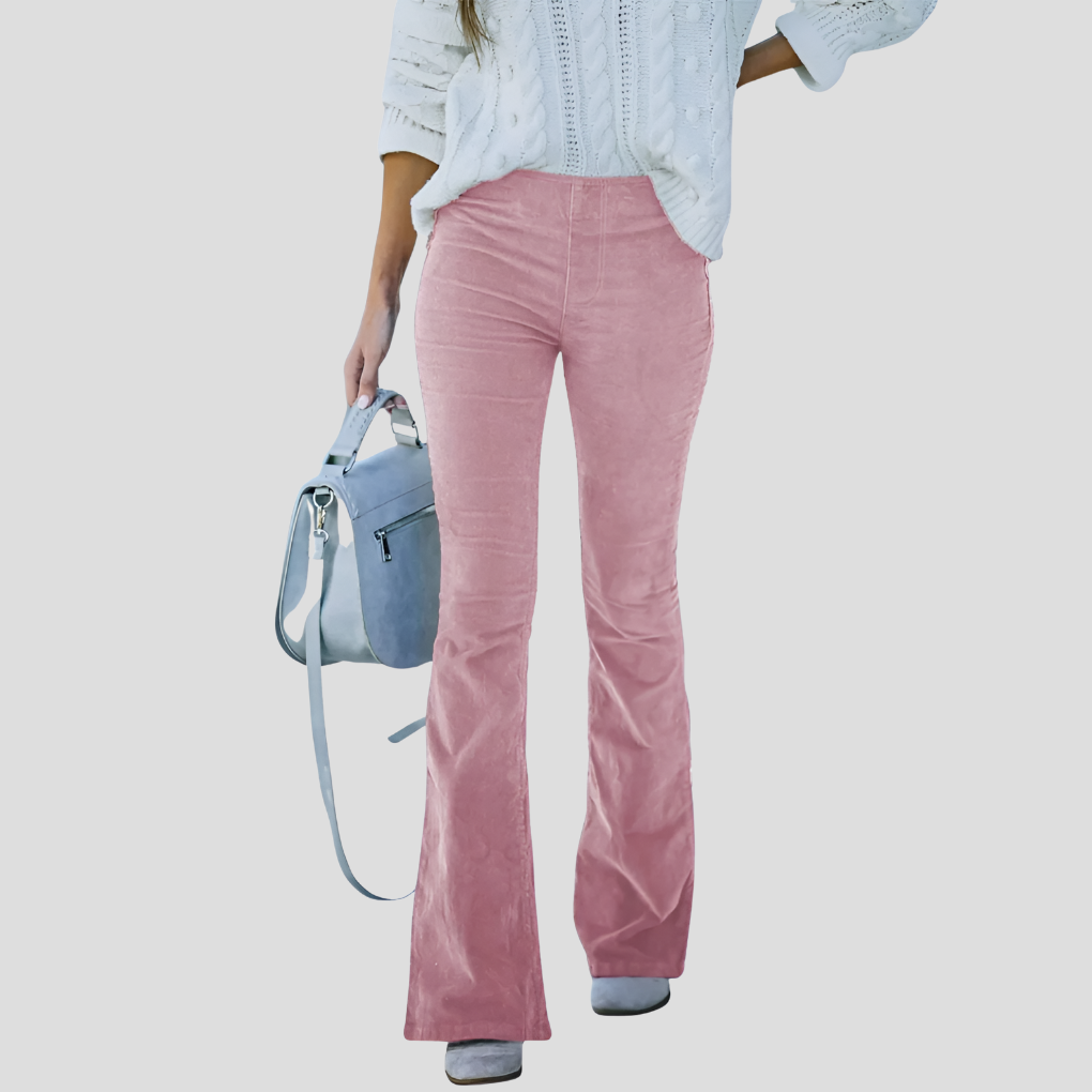 Pantaloni di velluto a coste vintage a vita alta da donna