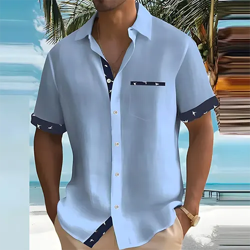 Camicia estiva a maniche corte da uomo, traspirante ed elegante