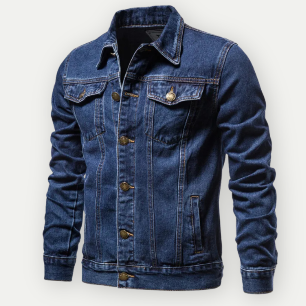 Giacca da camionista in denim da uomo, stile classico, da indossare tutti i giorni