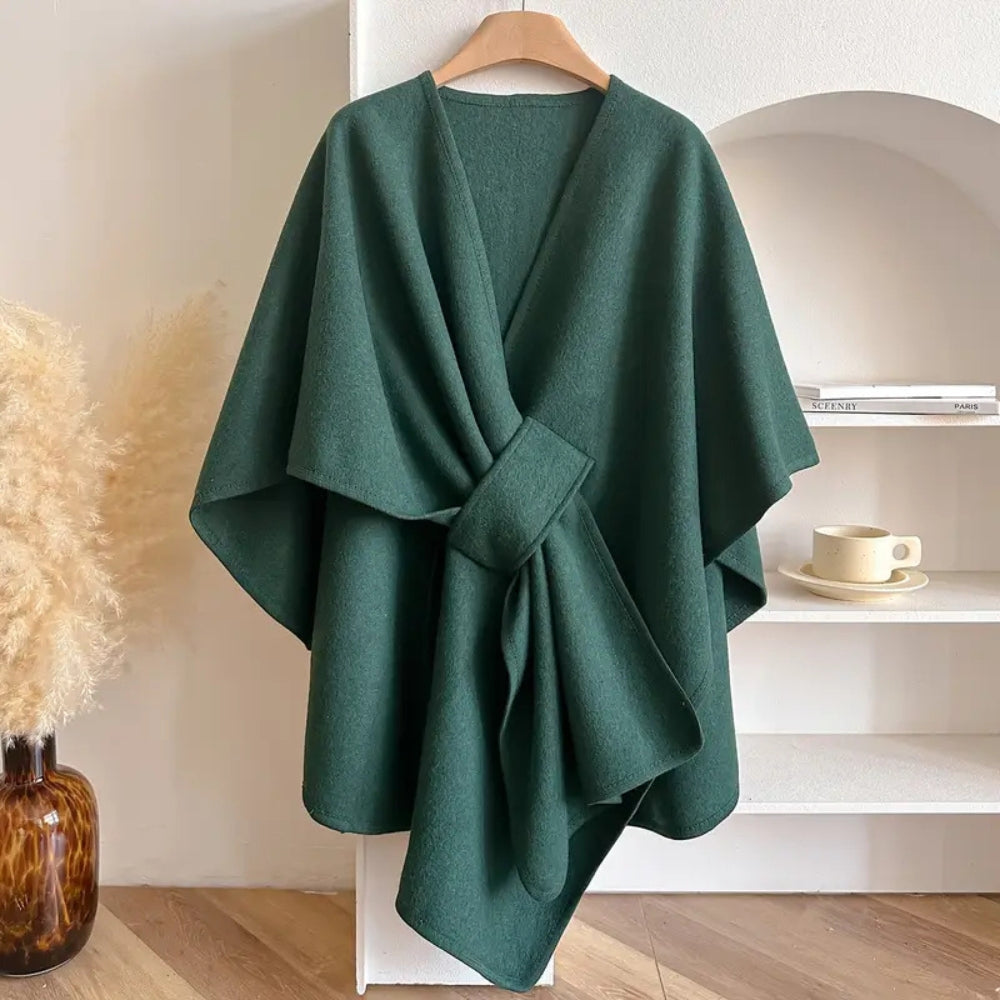 Lussuoso cappotto antivento con scialle per donna