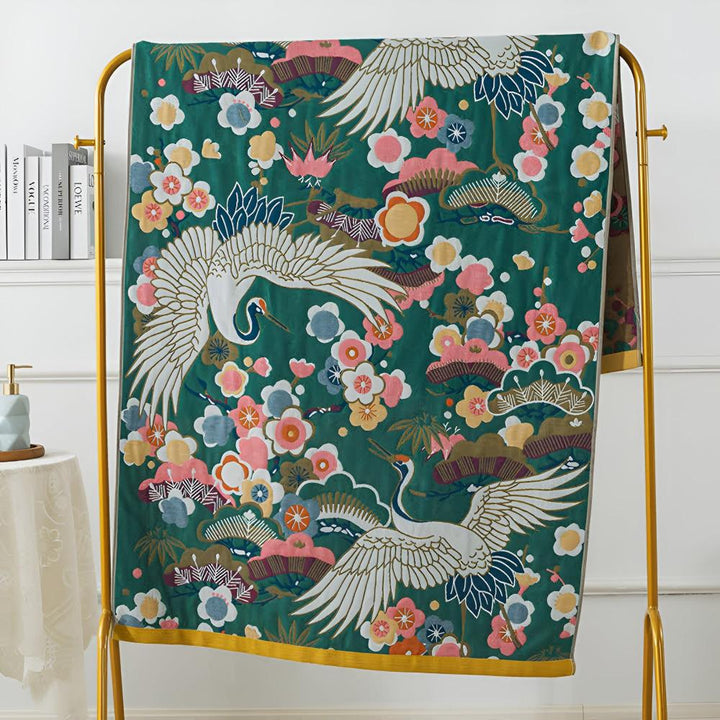 Asciugamano da bagno con gru a fiori
