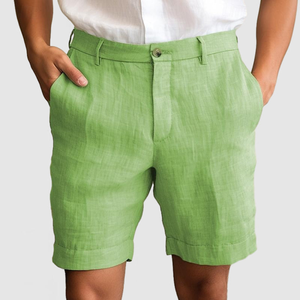 Pantaloncini casual in cotone e lino da uomo
